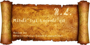 Mihályi Leonárd névjegykártya